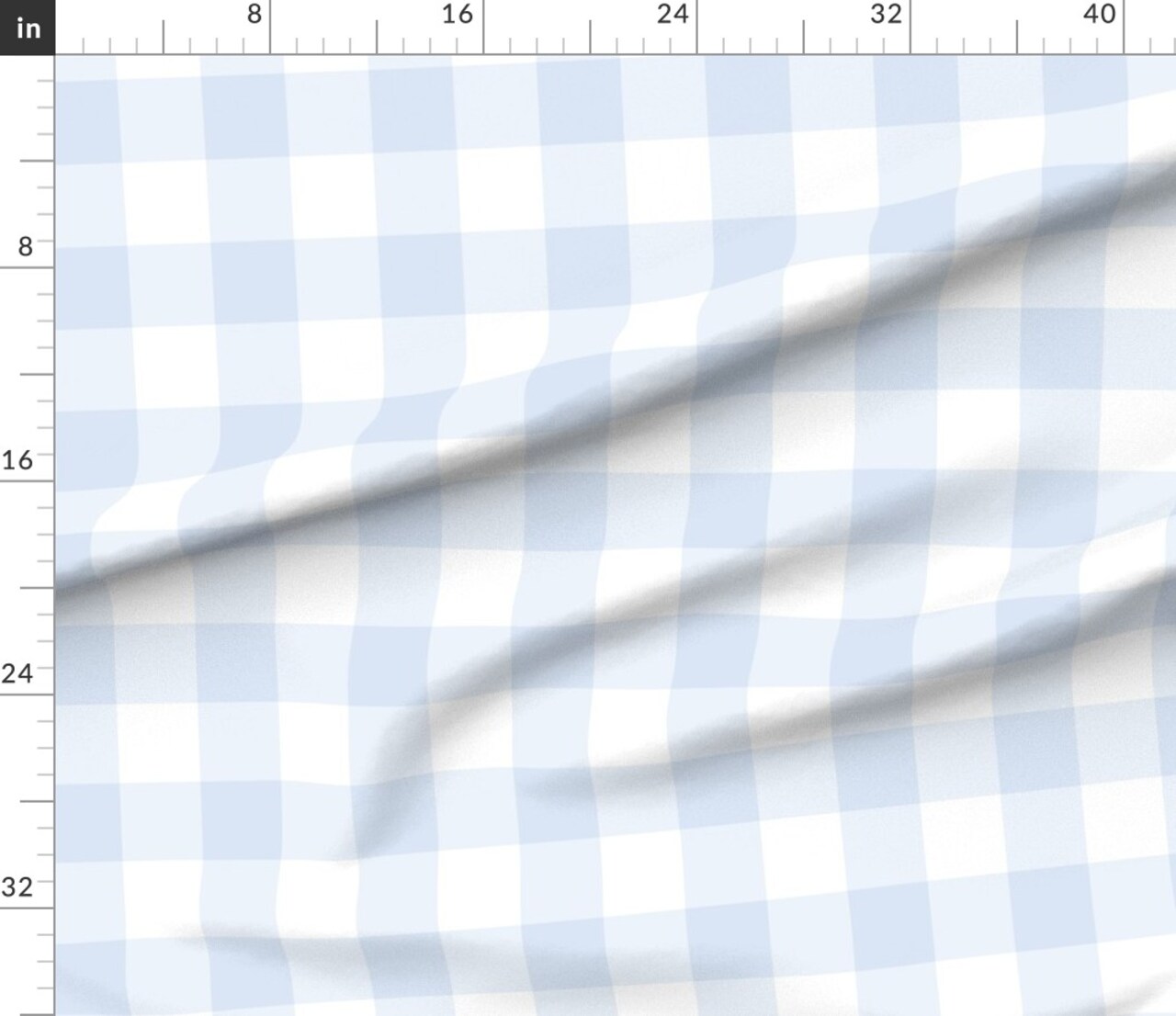 Blue Pastel Buffalo Large Scale Pale Picnic Gingham Checkered Tartan Plaid Country Cottage Farmhouse Custom Printed Fabric by Spoonflower Various Fabrics by the Yard or Fat Quarter